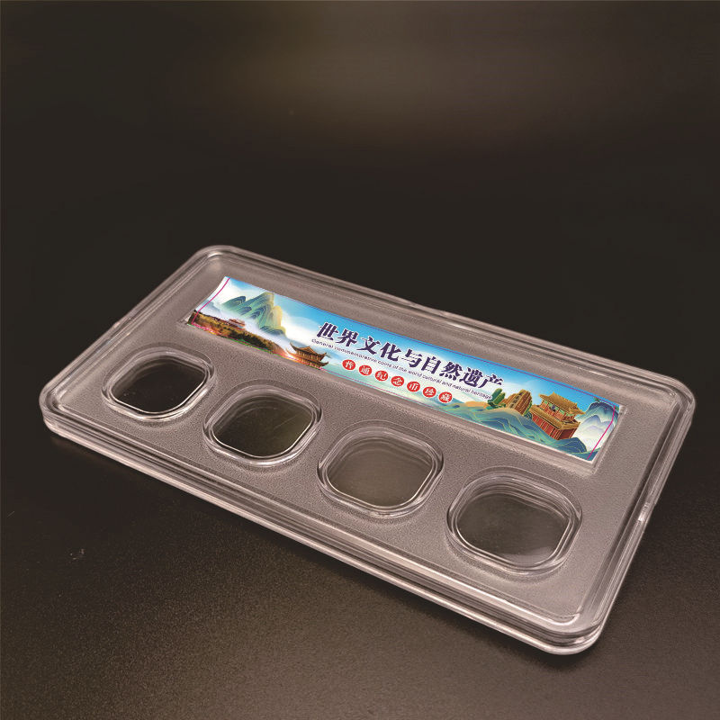 雙遺紀念幣4枚裝套盒黃山保護盒峨眉山收藏盒峨眉山硬幣盒透明盒